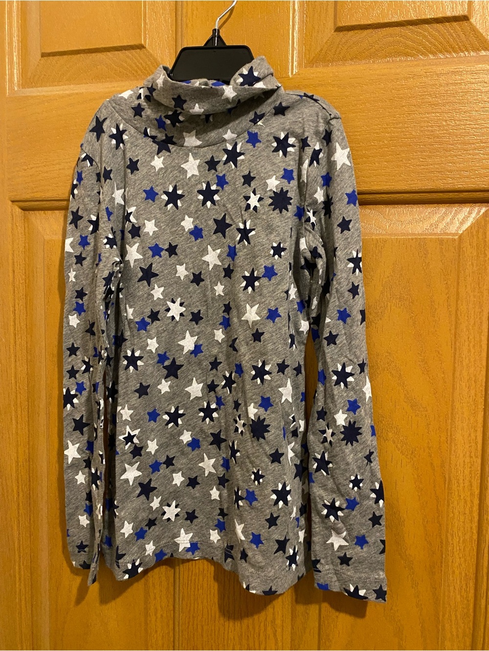 Crewcuts Grey Star Print Turtleneck Top with Blue & White Stars